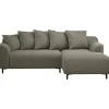 Bank Elsa met chaise longue rechts - stof Eden - mokka