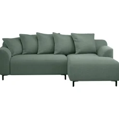 Bank Elsa met chaise longue rechts - stof Eden - saliegroen