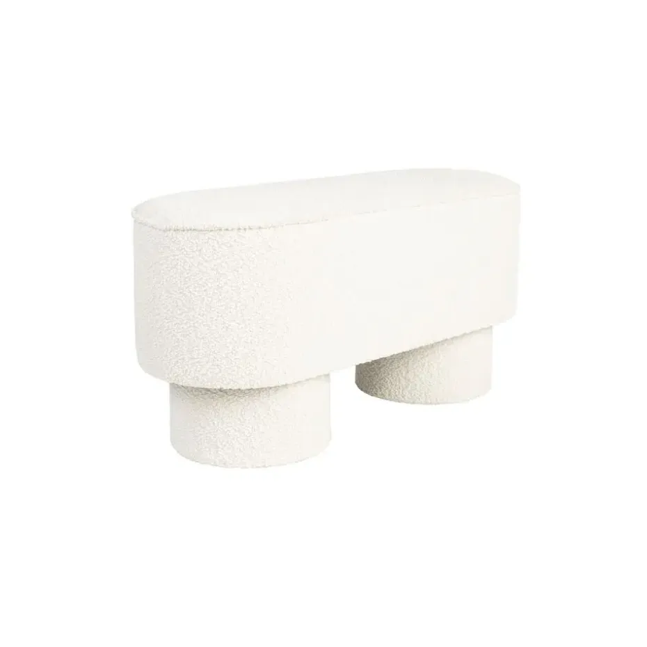 Bankje Wit Bouclé - 93x35x45cm - Halbankje - Marcos
