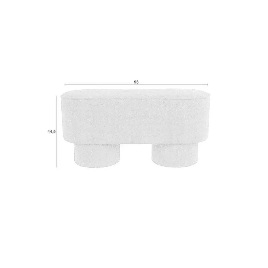 Bankje Wit Bouclé - 93x35x45cm - Halbankje - Marcos