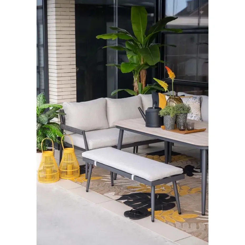 Barcelona lounge-diningset -5-dlg. - c. black -dark grey - valley sand