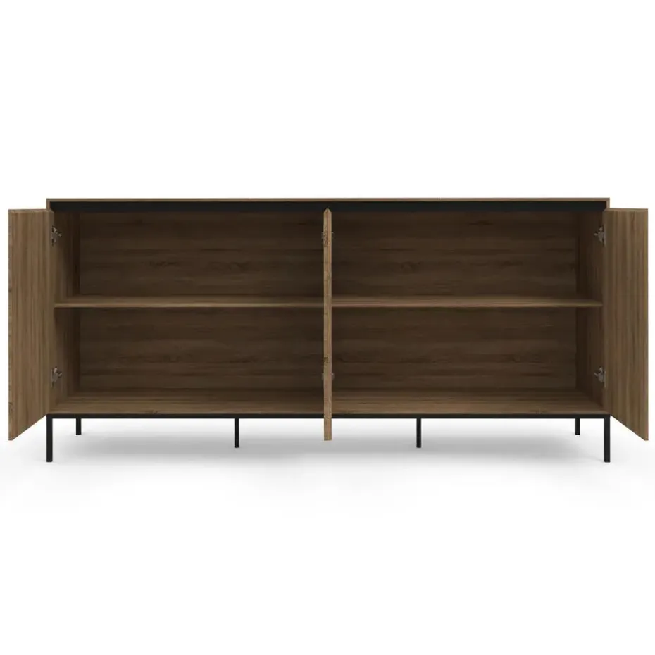 Bari - Dressoir met 4 deuren en eiken effect