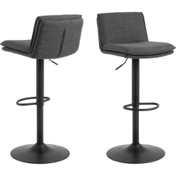 Barkruk Donkergrijs Stof - Zithoogte 68-89cm - Tregoss - Set van 2