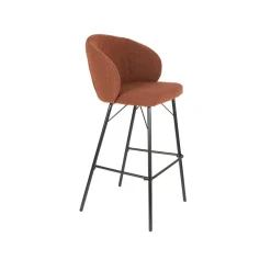 Barkruk Oranje Stof - Zithoogte 75cm - 50x52x100cm - Joa - Set van 2