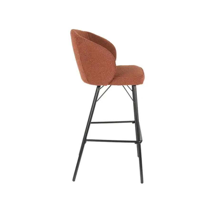 Barkruk Oranje Stof - Zithoogte 75cm - 50x52x100cm - Joa - Set van 2