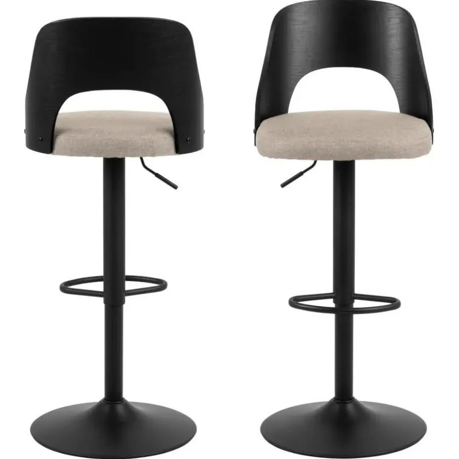 Barkruk Zand Stof - Zitbreedte 47cm - 47x51x113cm - Lucas - Set van 2