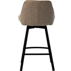 Barstoel Stof Taupe - Zithoogte 65cm - 50x49x89cm - Roos - Set van 2