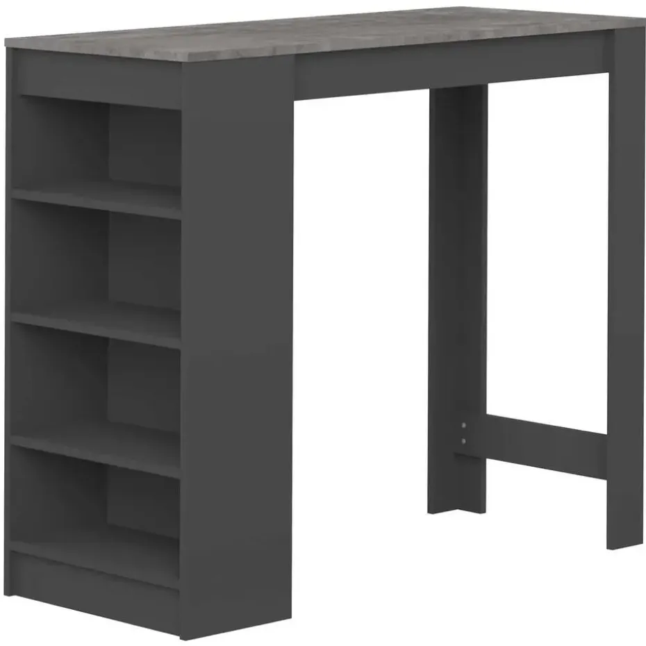 Bartafel Aravis 115x50 met opbergruimte - zwart/beton
