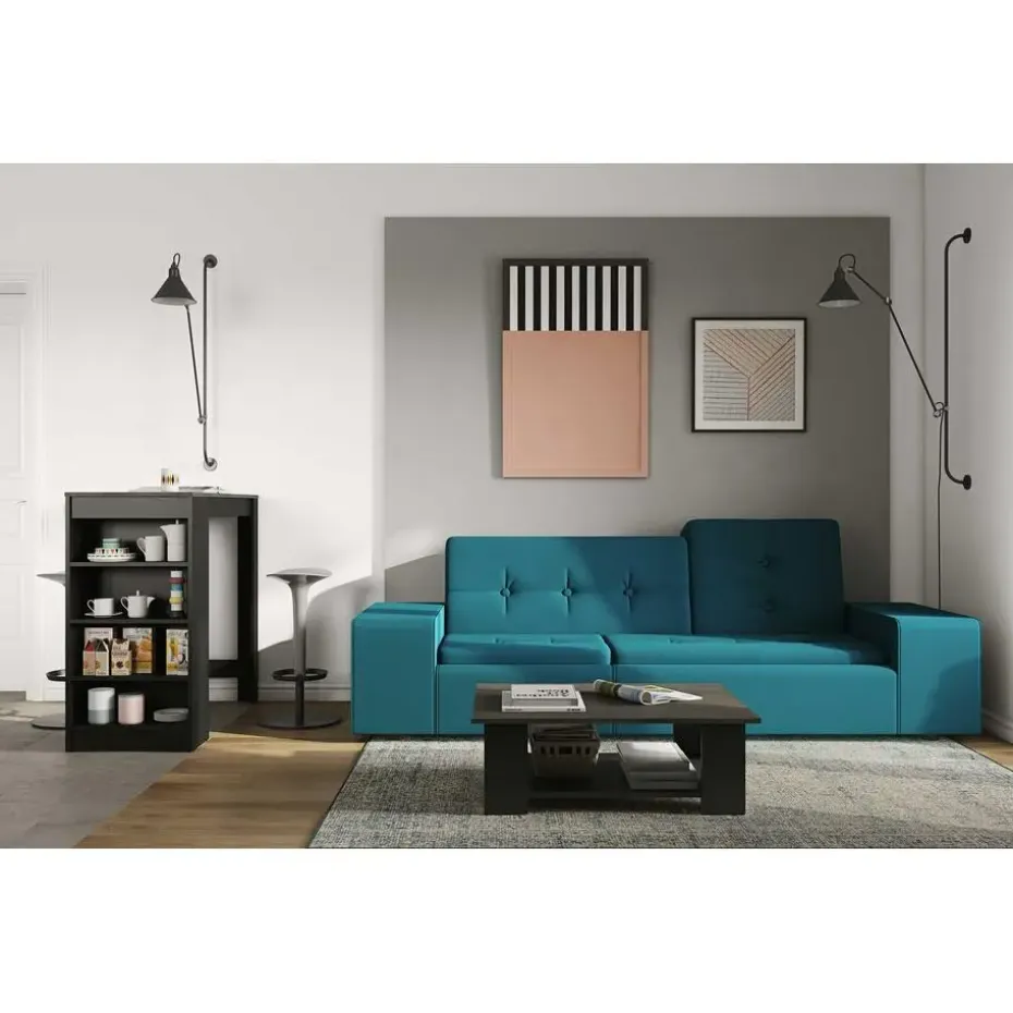 Bartafel Aravis 115x50 met opbergruimte - zwart/beton