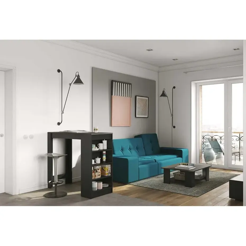 Bartafel Aravis 115x50 met opbergruimte - zwart/beton