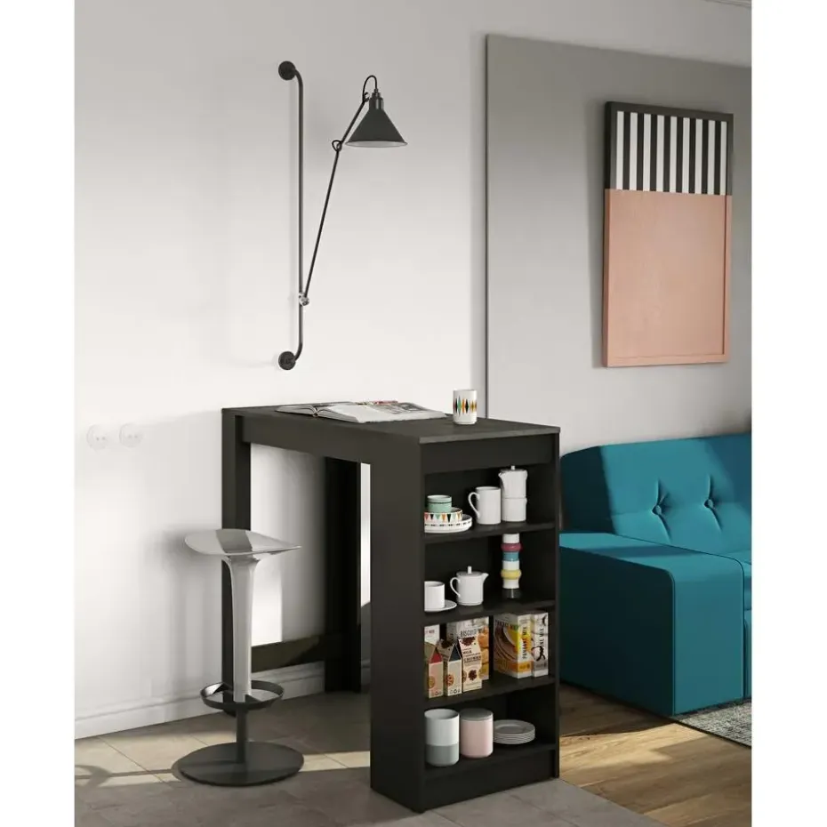Bartafel Aravis 115x50 met opbergruimte - zwart/beton