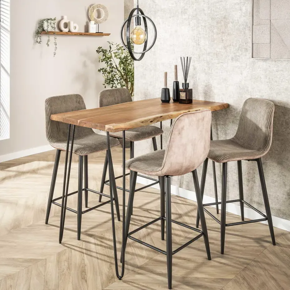 Bartafel Hout 130cm - Boomstamtafel - Metalen Frame
