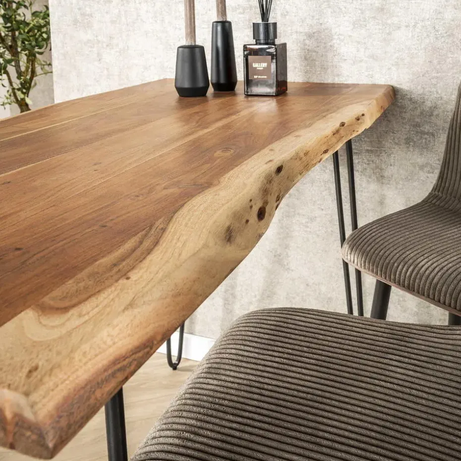Bartafel Hout 130cm - Boomstamtafel - Metalen Frame