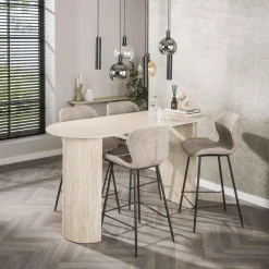 Bartafel Ovaal - Keramiek Travertin - 178x70x92cm - Romano
