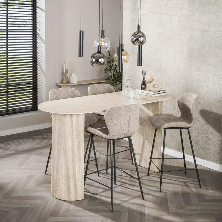 Bartafel Ovaal - Keramiek Travertin - 178x70x92cm - Romano