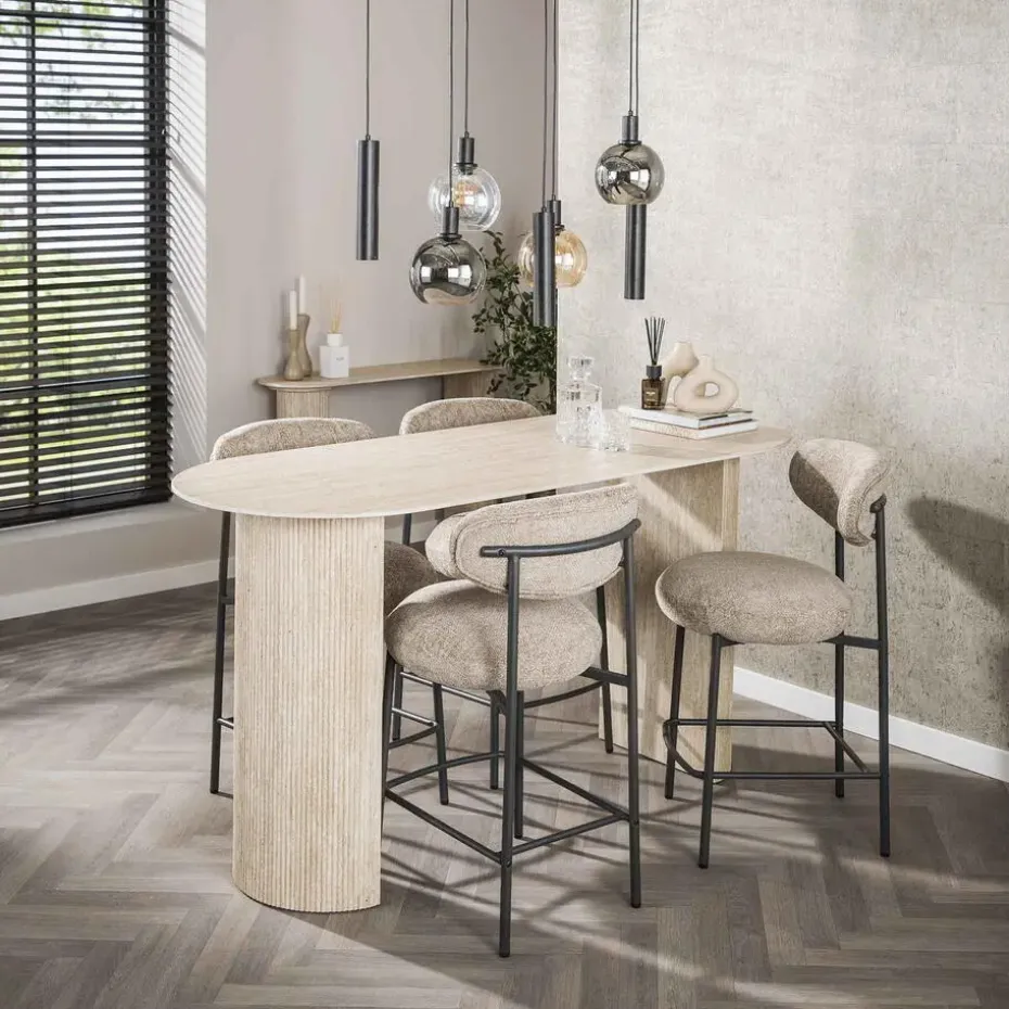 Bartafel Ovaal - Keramiek Travertin - 178x70x92cm - Romano