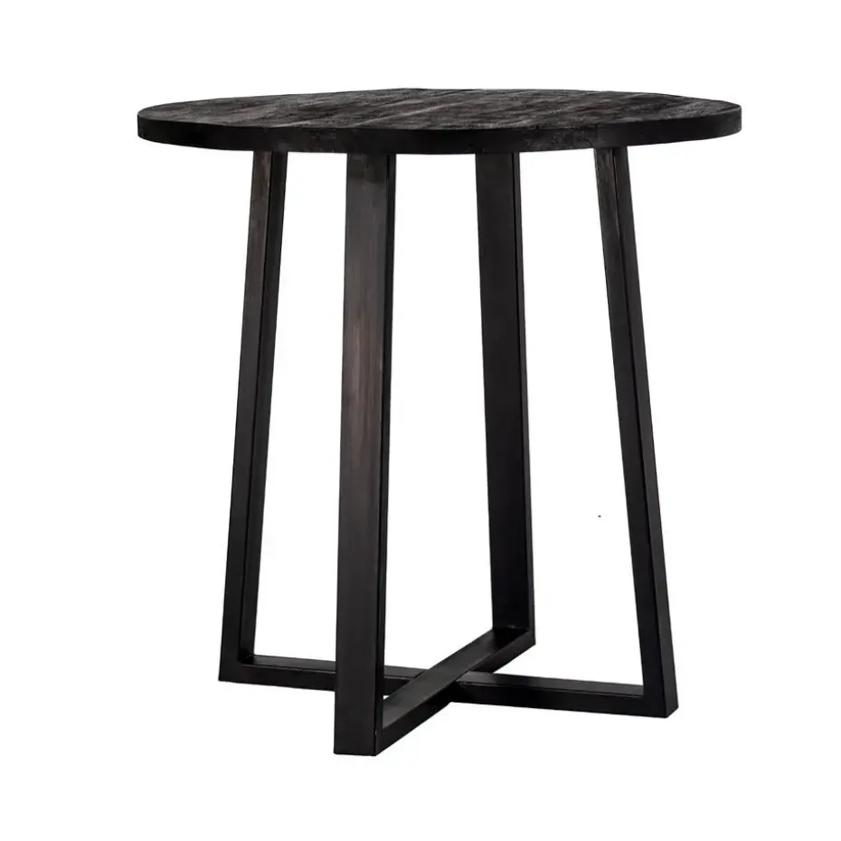 Bartafel Rond - Zwart Mangohout - 110x110x90cm - Lowie