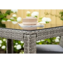 Bartafel Wicker - Grijs Glas - 100x60x110cm - Alo