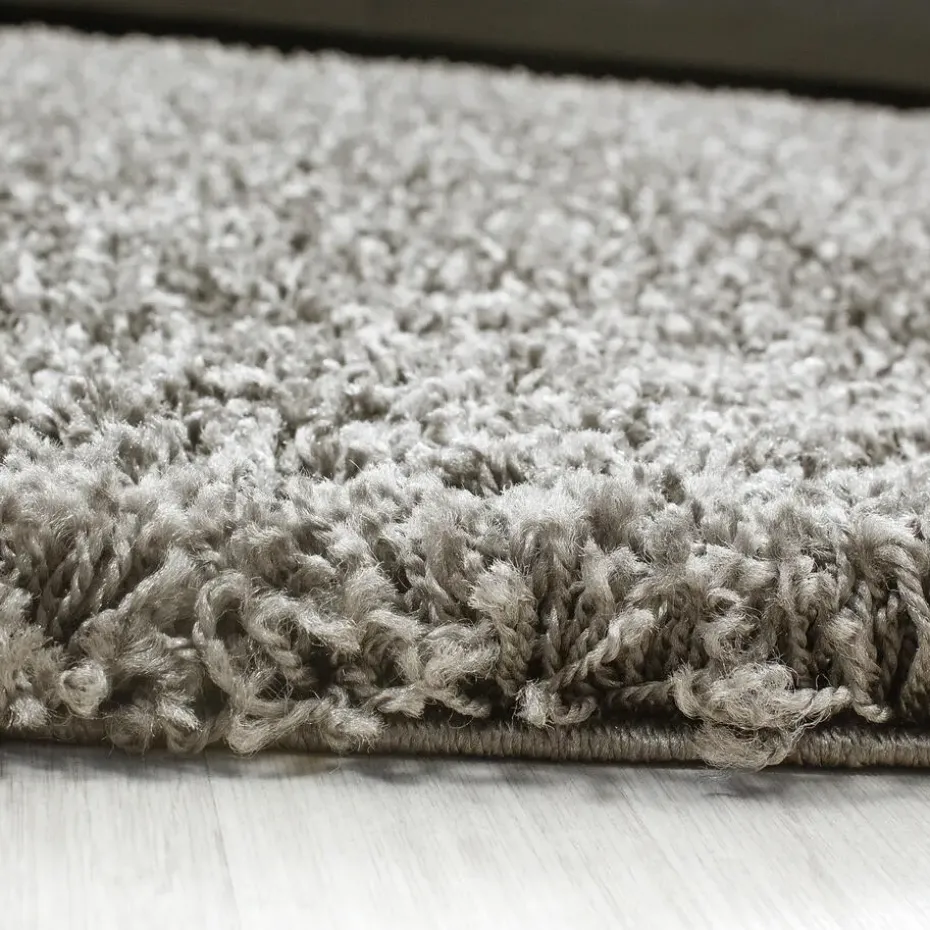 Basic Rond Shaggy vloerkleed Taupe Hoogpolig - 160 CM ROND