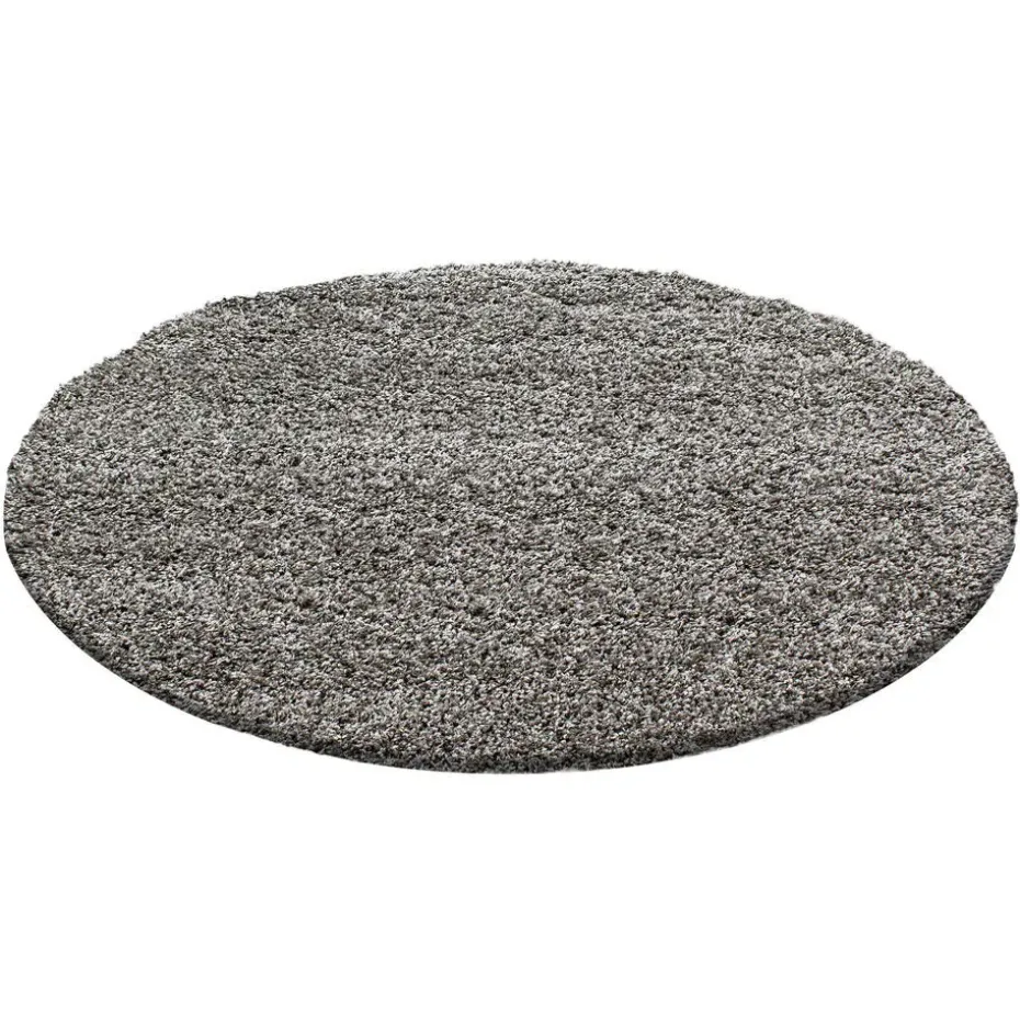 Basic Rond Shaggy vloerkleed Taupe Hoogpolig - 160 CM ROND