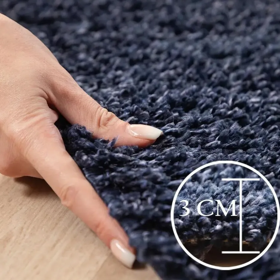 Basic Shaggy vloerkleed Donker Blauw Hoogpolig - 160x230 CM