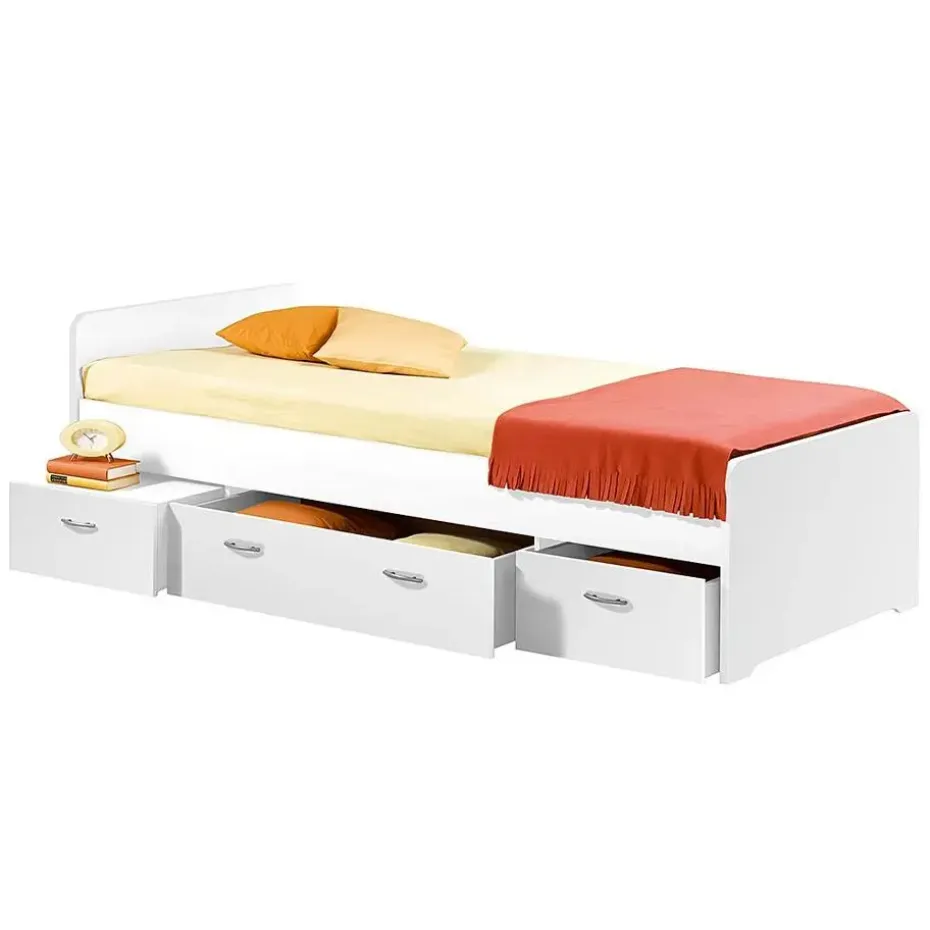 Bed Barko 90x200 met 3 lades - wit