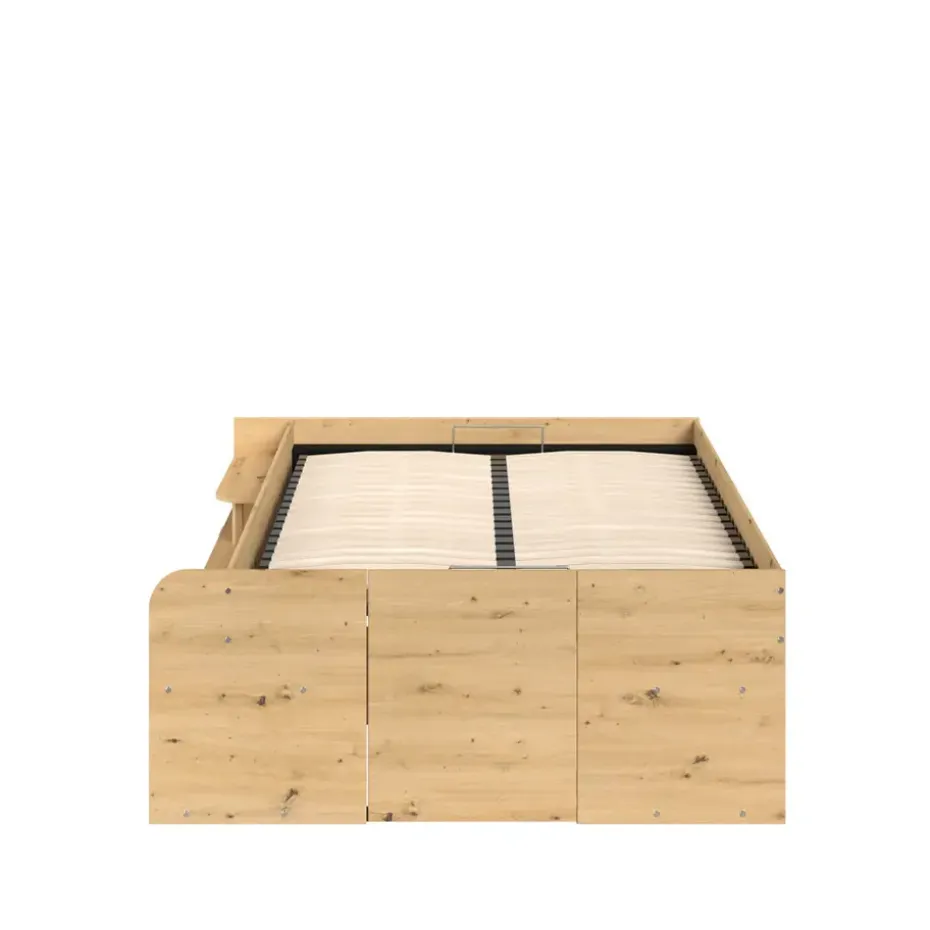 Bed Bremen met opslag - eiken/zwart - 140x200 cm