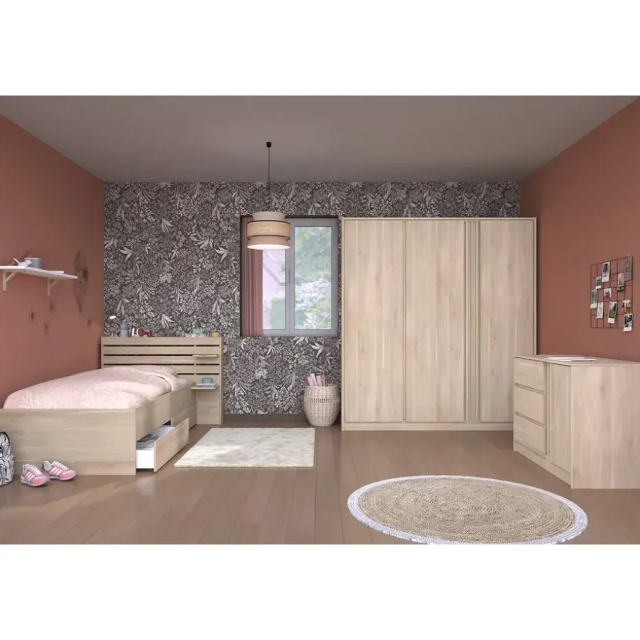 Bed Evi - eikenkleur - 90x200 cm