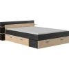 Bed met opbergruimte Eveline 160x200 - zwart/kastanjehout