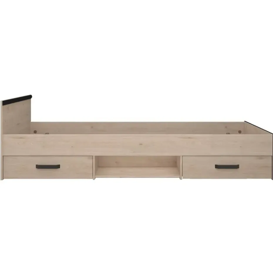 Bed Natan incl. lades - eiken/zwart - 90x200 cm