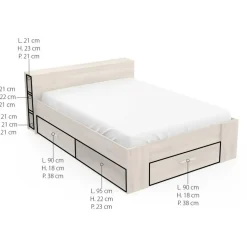 Bed Polly 140 x 200 cm-Kronberg eik