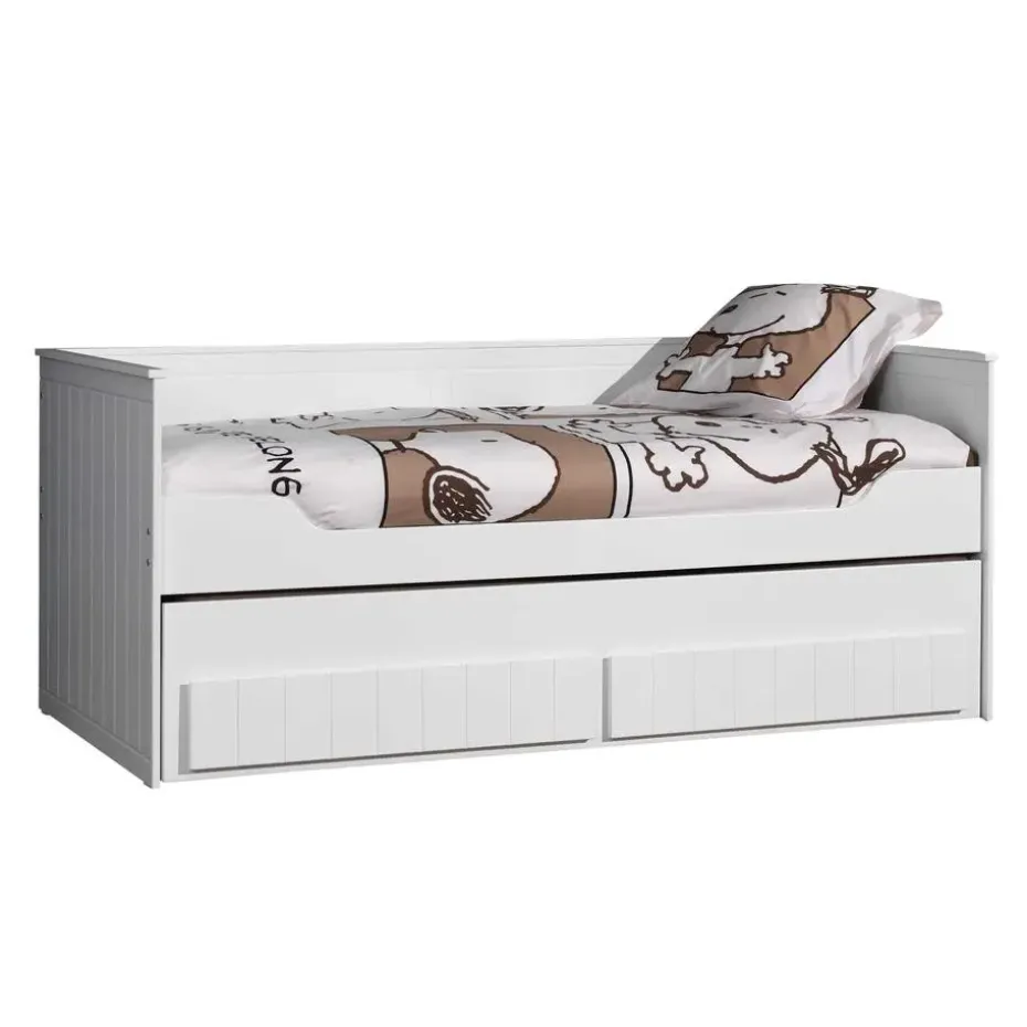 Bedbank Robin 90x200cm met onderschuifbed - wit