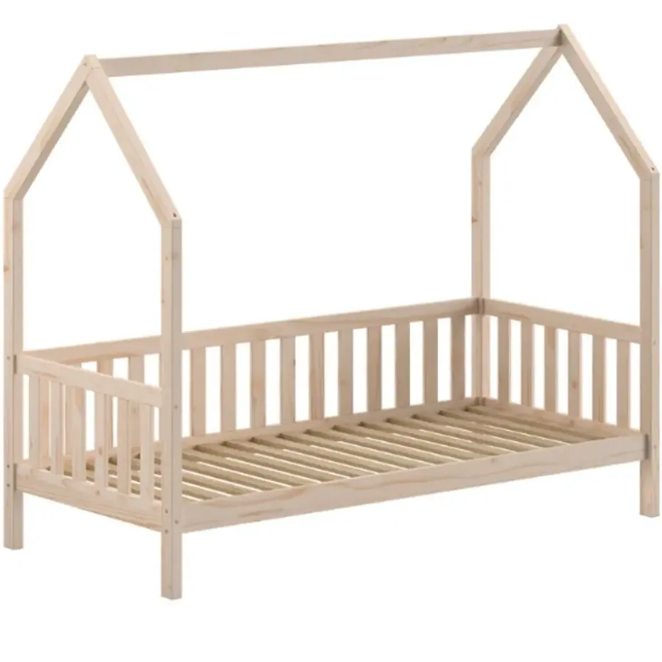 Bedhuisje Home - 90x200 cm - met hekje - wit dennenhout