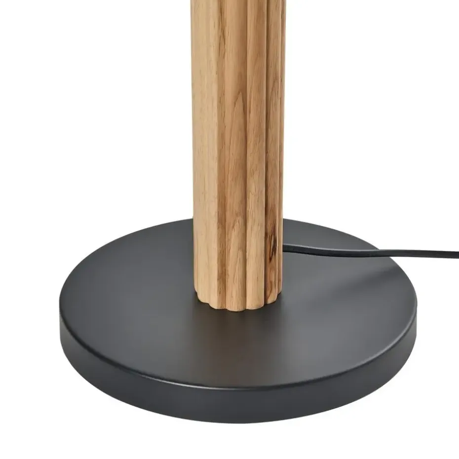 BELESSA - Staande lamp - Lichtbeige - Linnen/Rubberhout