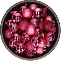 Bellatio Decorations kerstballen -37x -fuchsia -6 cm -kunststof