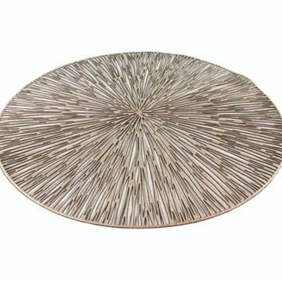 Bellatio design Placemats - 6 stuks - geponst - goudkleurig - 38 cm