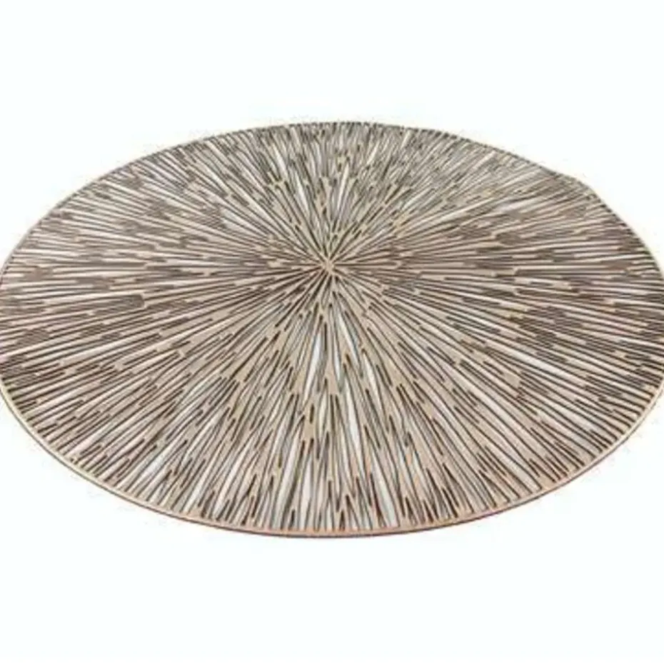 Bellatio design Placemats - 6 stuks - geponst - goudkleurig - 38 cm