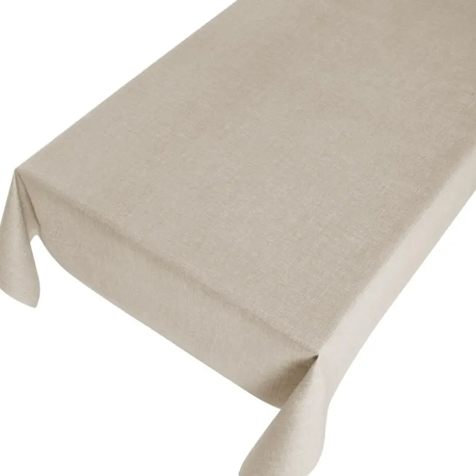 Bellatio design Tafelzeil - taupe - linnen look - 140 x 245 cm