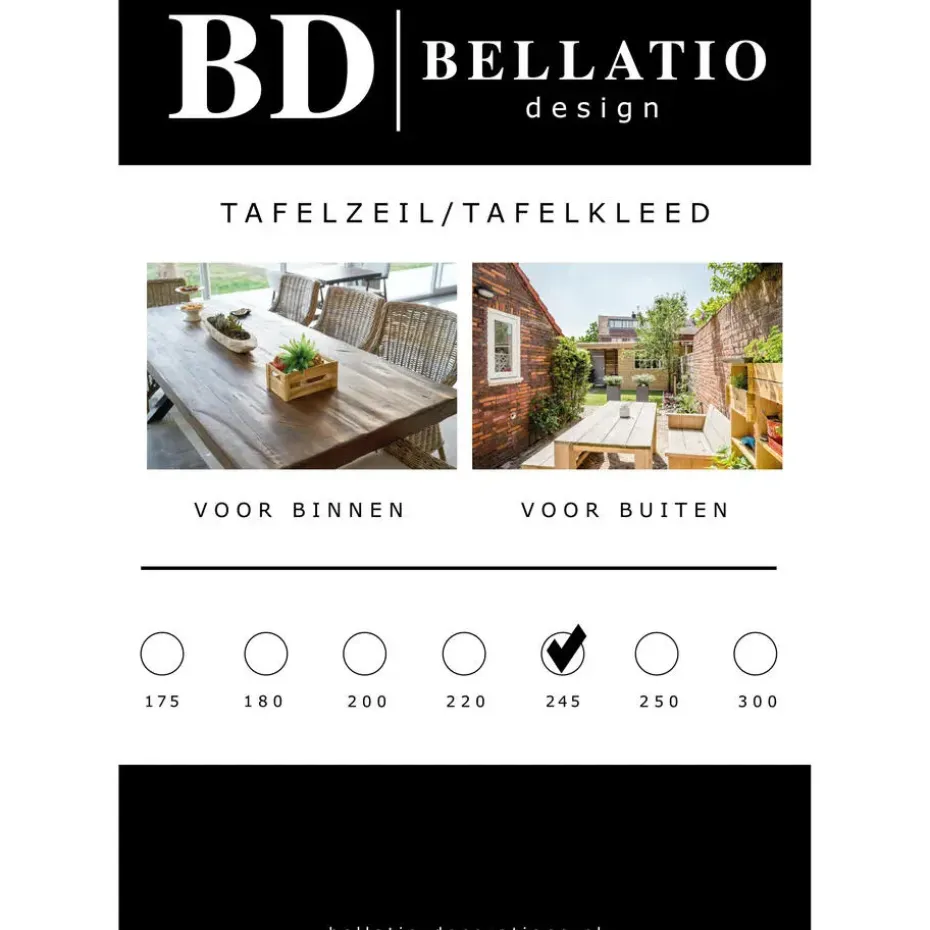 Bellatio design Tafelzeil - zwart - 140 x 245 cm