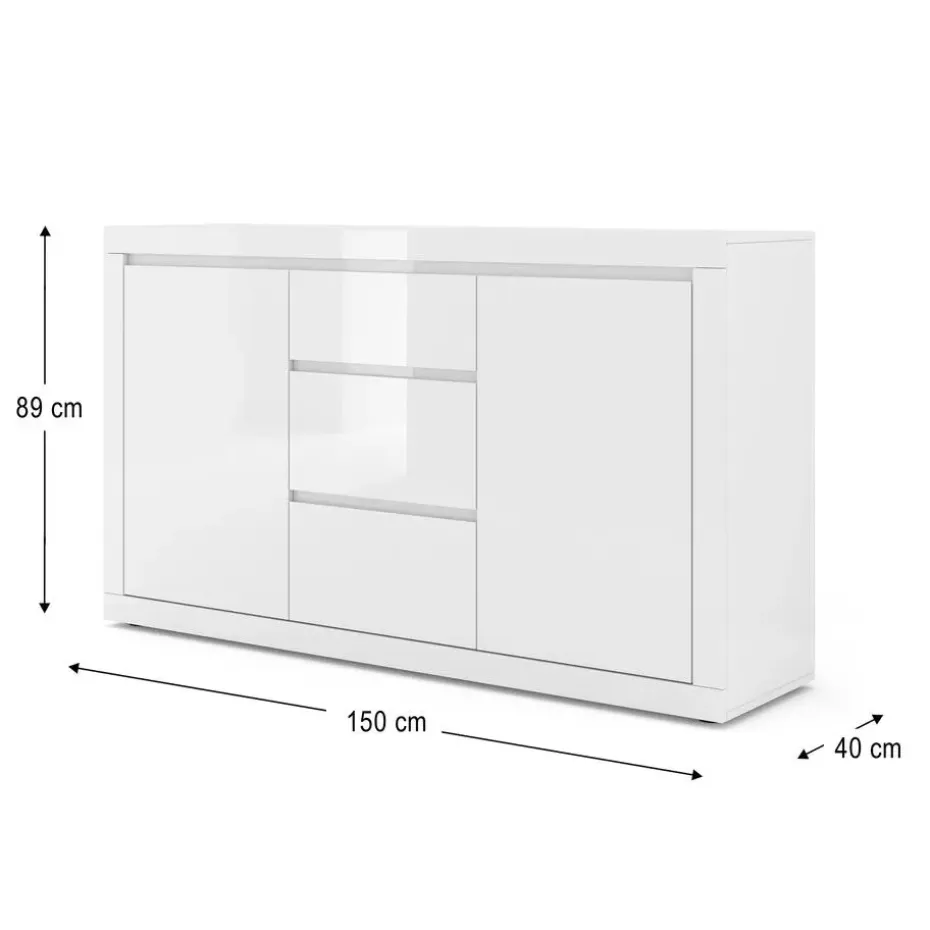 BELLO BIANCO III dressoir 150 cm wit mat / glanzend