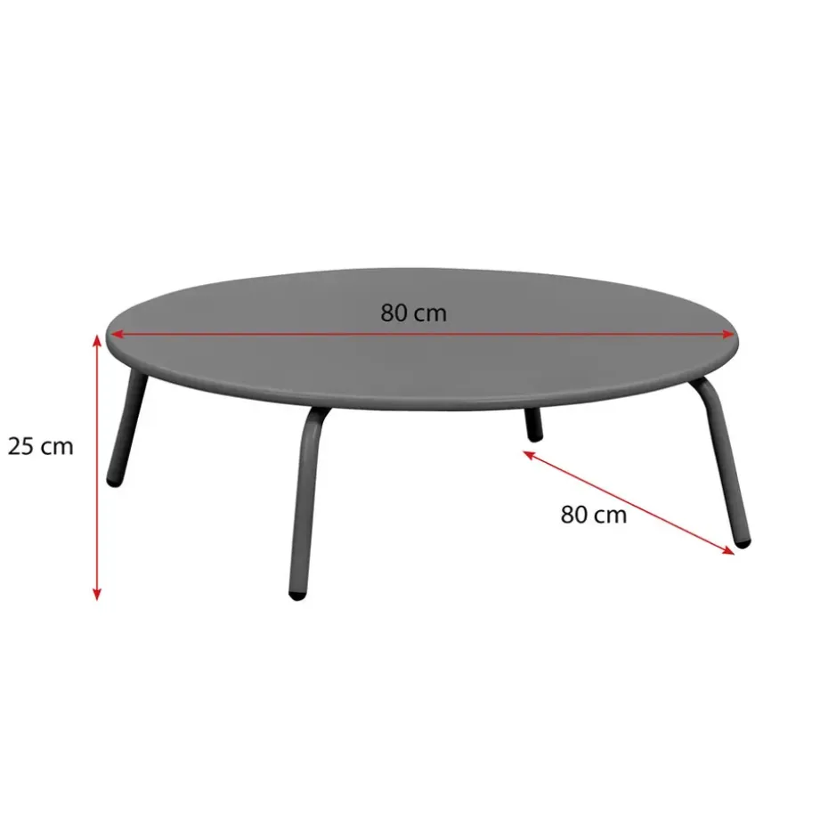 Bijzettafel Montreal - antraciet/metaal - Ø80 cm