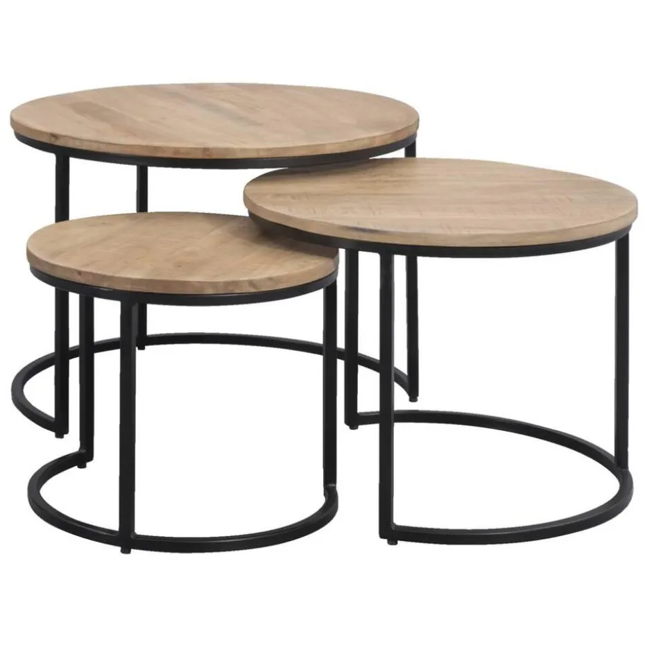 Bijzettafels Lex - mangohout - set van 3