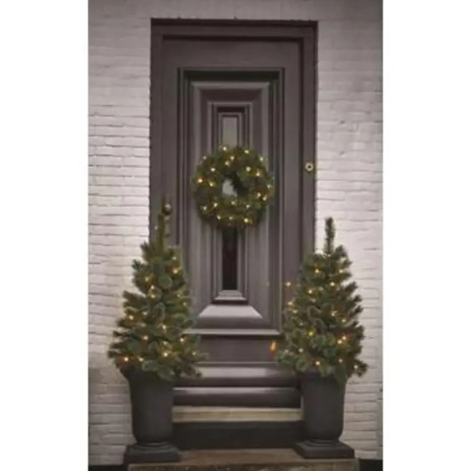 Black Box Trees Glendon Kerstkrans met LED Verlichting - Ø60cm - Groen
