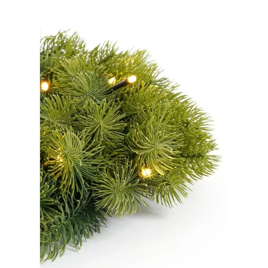 Black Box Trees Nagoya Kerstkrans met Verlichting - H12 x Ø60 cm - Groen