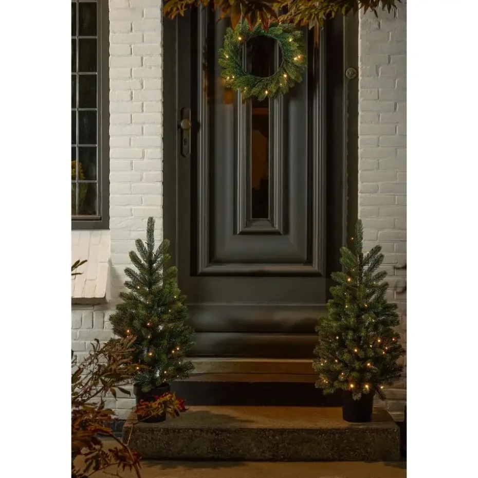 Black Box Trees Nagoya Set van 2 Kerstbomen en 1 Krans - H90 x Ø45 cm