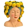 Bloempot/vaas vrouwenhoofd - citroenenmeisje - 22 x 28 x 21 cm