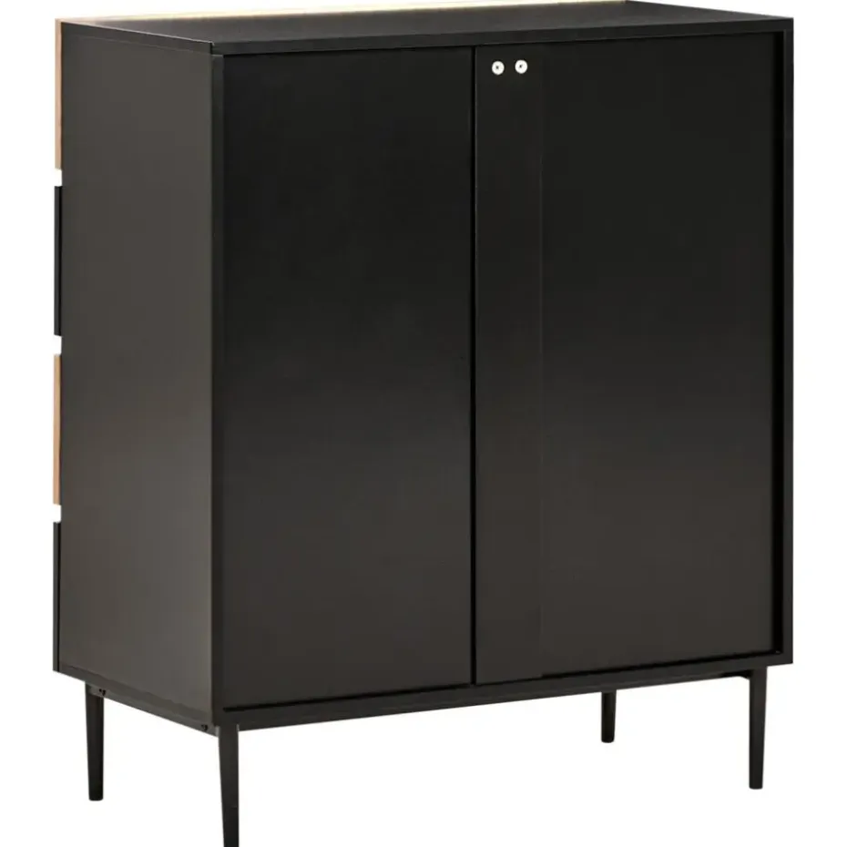 BLYTHE- Ladekast 4 lades - Zwart/Bruin - MDF