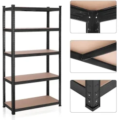 Bobbel Garden- Stellingkast - 5 planken - 180 x 90 x 40 cm - Zwart
