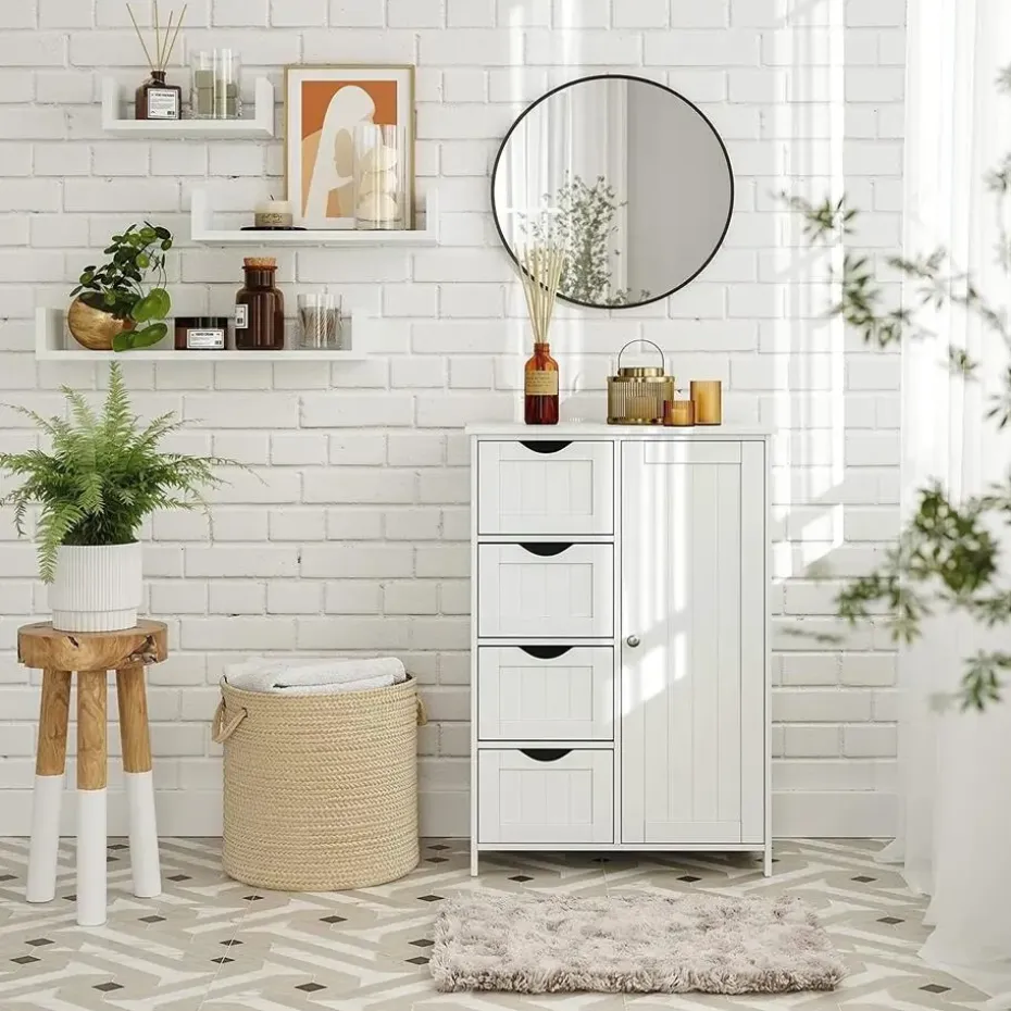 Bobbel Home - Badkamerkast - 4 laden - Houten - Wit