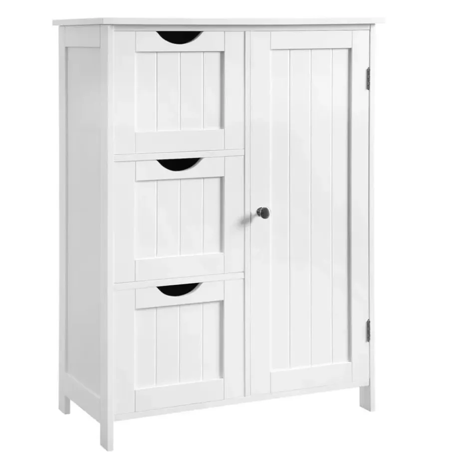 Bobbel Home - Badkamermeubel - Badkamerkast - 3 Lades - 1 Deur - Hout - Wit